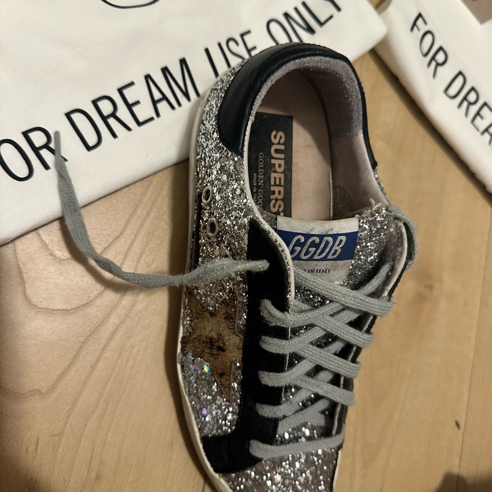 Golden Goose Silver Glitter Sneakers